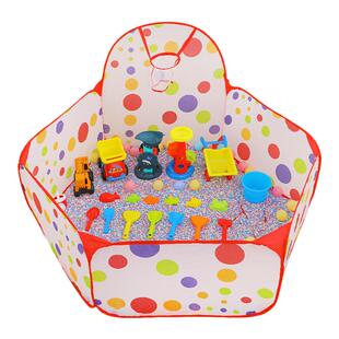 玩具沙子室内儿童玩沙池套装家庭用仿瓷沙滩宝宝决明子小围栏折叠