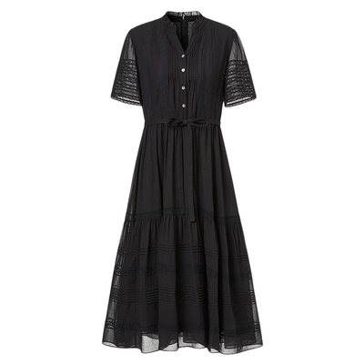 VGRASS收腰高支双股棉纱连衣裙女