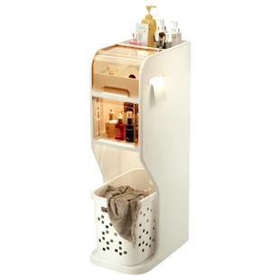 浴室夹缝收纳柜置物架免安装厕所卫生间马桶储物柜洗衣机边柜落地