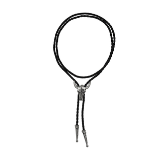 美式西部牛头骨皮绳项链男复古个性小众牛仔古着Vintage领带配饰