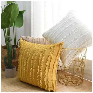 新品 剪花流苏腰枕一件 现代简约棉麻创意抱枕北欧度假风格