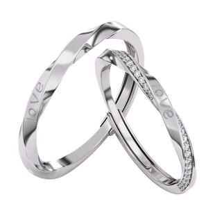 钟久久情侣对戒情缘纯银戒指女求婚情人节新年礼物送定制钟爱协议