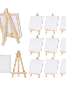 12pcs Artists 5 inch Mini Easel +3 inchx3 inch Mini Canvas