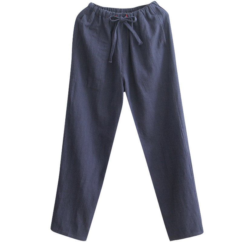亚麻长裤男士棉麻休闲裤松紧腰唐装裤子春秋中国风宽松居士服男裤