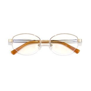 backbone老钱风半框近视眼镜女度数可配素颜金丝椭圆纯钛眼睛镜框