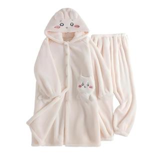 浪莎睡衣女秋冬季珊瑚绒长袖甜美毛绒睡袍连体卡通厚款韩范家居服