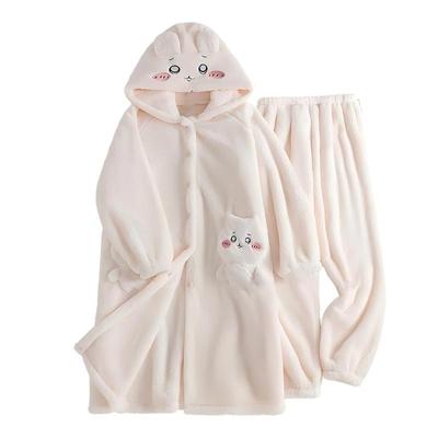 浪莎珊瑚绒睡衣女秋冬季连体睡袍