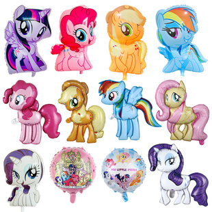 手持棒彩虹小马宝莉铝箔气球套餐独角兽充气棒生日微商扫码小礼品