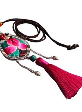 民族风毛衣链纯手工苗族刺绣项链