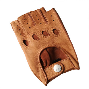 欧美出口鹿皮手套男士短款半指单层骑行运动哈雷机车真皮手套