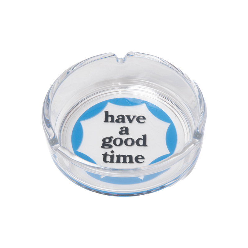 现货正品 HAVE A GOOD TIME LOGO印花透明玻璃圆形烟灰缸家居托盘