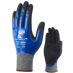 代尔塔耐高温手套100度丁腈涂层劳保手套耐磨工作防滑防切割带胶