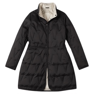 两面穿拼色白鸭绒羽绒服女装中长款压胶轻薄外套大码胖mm秋冬新款