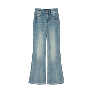 艾诺丝国内代购2026春季新款通勤高腰显瘦微喇牛仔裤长裤BR321127