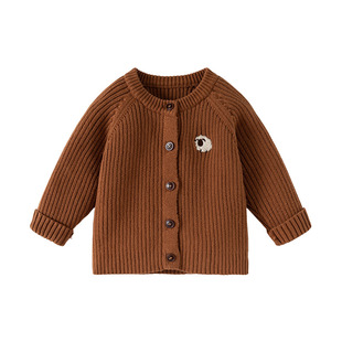 Oakmont婴儿针织外套秋冬宝宝毛衣开衫连帽保暖小羊抗起球针织衫