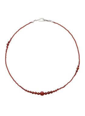 ewest 新款迷你南红玛瑙串珠项链女秋冬红色原创长款毛衣链项饰