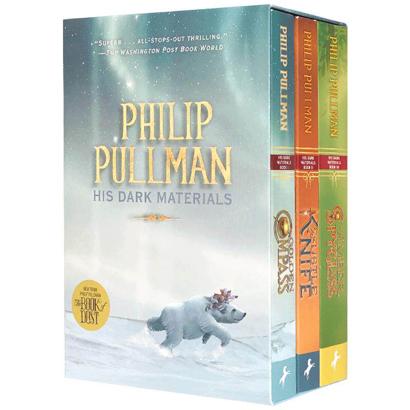 英文原版 黑暗物质三部曲 His Dark Materials Trilogy 3册盒装 黄金罗盘 魔法神刀 琥珀望远镜中小学生英语奇幻小说读物正版