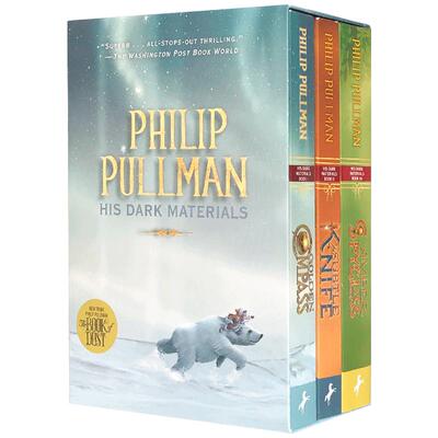 预售英文原版 黑暗物质三部曲 His Dark Materials Trilogy 3册盒装 黄金罗盘 魔法神刀 琥珀望远镜中小学生英语奇幻小说读物正版