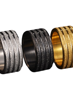 新款潮流轻奢10MM宽钛钢磨砂戒指