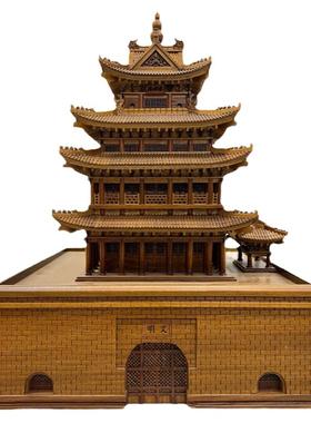 木雕新中式摆件古建筑模型光岳楼