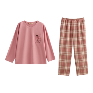 秋鹿睡衣女士2025新款秋冬天100纯棉舒适家居服男休闲套头可外穿