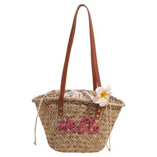 2025年新款大容量编织包包女泰国海边度假沙滩包手提菜篮子草编包