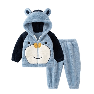 珊瑚绒加绒家居服北极绒居家冬款