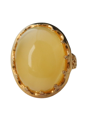 天然蜜蜡戒指925纯银复古感男女