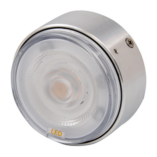 12伏鱼池假山侧壁射灯IP68免开孔明装泳池壁灯圆形迷你薄款水下灯