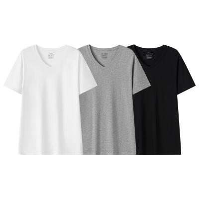 舒雅男3件装棉质宽松短袖上衣