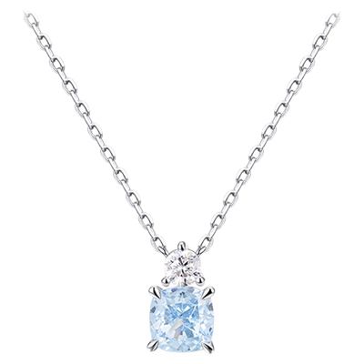 Fanci范琦人鱼泪珠项链闪耀白海蓝色轻奢灵动方形小众生日送女友