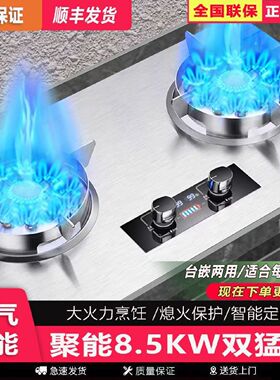 大火力家用定时煤气灶液化气天然气大面板燃气灶双灶嵌入台式灶