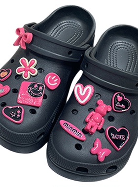 洞洞鞋花鞋扣可爱卡通网红少女心吃物动物凉拖鞋装饰品个性配件女