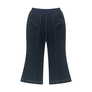 马拉丁童装儿童裤子26春装新款女小童磨毛贴布造型小樱桃牛仔长裤