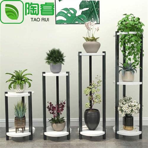 速发铁艺花架子置物架花架客厅落地组合圆形花台台绿萝吊兰植物架