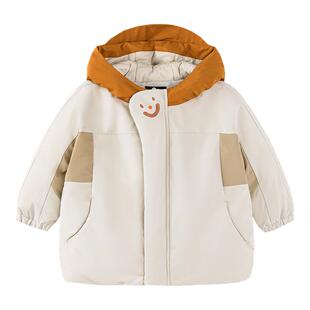 迷你巴拉三防发热男女童防风雪拒油污后背蓄热里布连帽羽绒服冬新