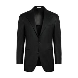 SUITSUPPLY黑色西装外套S120支羊毛法兰绒慵懒休闲