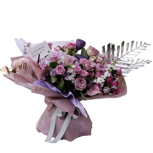 玫瑰花束染色女朋友生日鲜花速递同城配送上海花店小时达思南香山