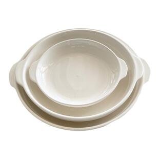 安木良品 ins日式简约风质感纯白陶瓷双耳菜盘子家用实用点心盘