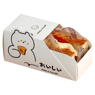 box网红三明治包装盒厚蛋烧吐司打包盒子便当一次性外带抽屉纸盒