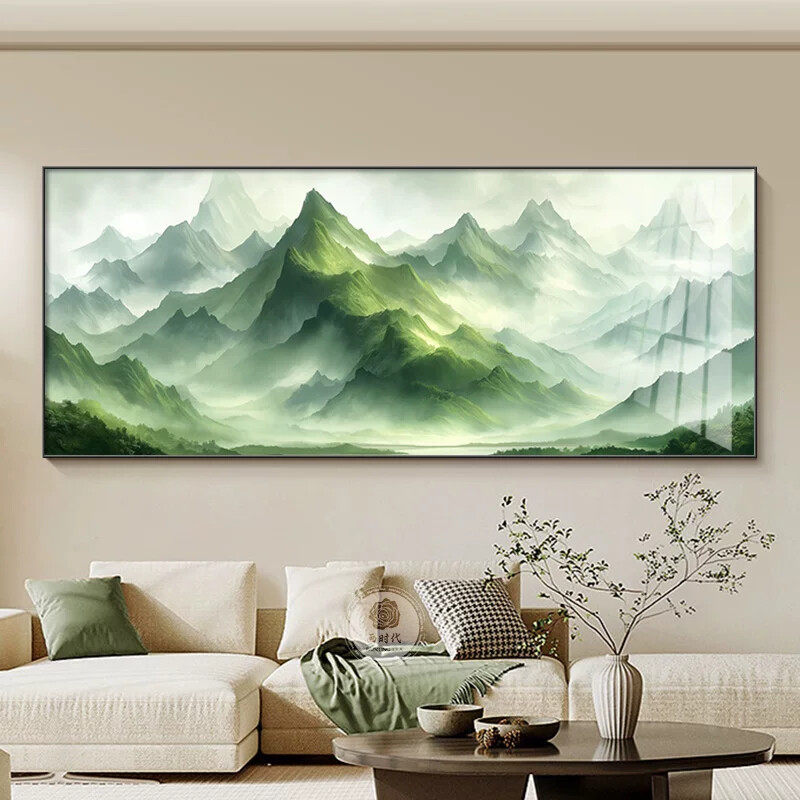 2024新款青山绿水挂画大气高端客厅山水壁画西墙沙发背景墙装饰画