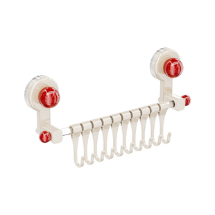 吸盘厨房挂钩一排式免打孔橱柜门内侧滑轨锅铲勺子收纳挂杆置物架