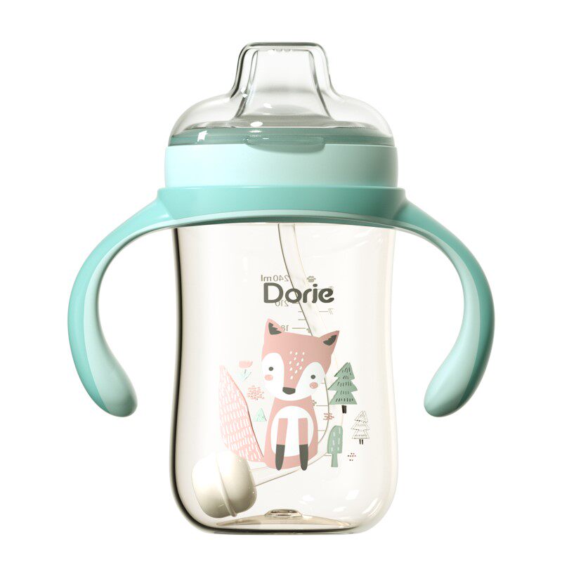 Dorje多吉宝贝PPSU鸭嘴杯吸管鸭嘴盖子手柄配件带吸管240ml300ml
