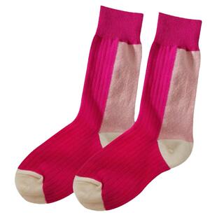 玫瑰の半岛】阿希哥粉色袜子中筒袜女拼色高筒袜打底小腿袜长袜