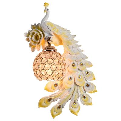 欧式风孔雀客厅床头过道壁灯网红