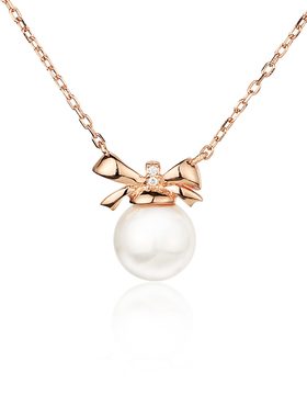 panzoro银甜美蝴蝶结女锁骨链