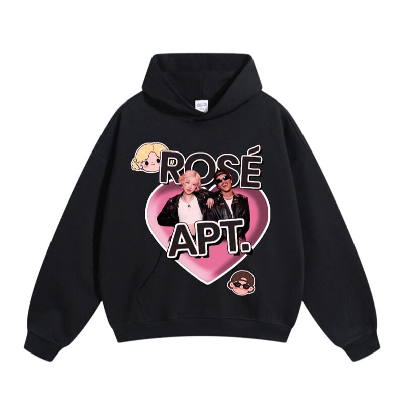 Rose朴彩英&火星哥Bruno Mars APT喷墨印花美式长袖情侣连帽卫衣