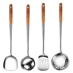 316不锈钢炒菜铁铲子锅铲汤勺家用厨具套装全套加厚木柄炒勺炒铲