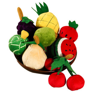 咖家kojima宠物发声玩具水果球幼犬猫狗毛绒自嗨耐咬解闷磨牙套装