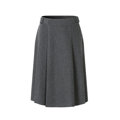 韩版毛呢半身裙a字中长百褶裙